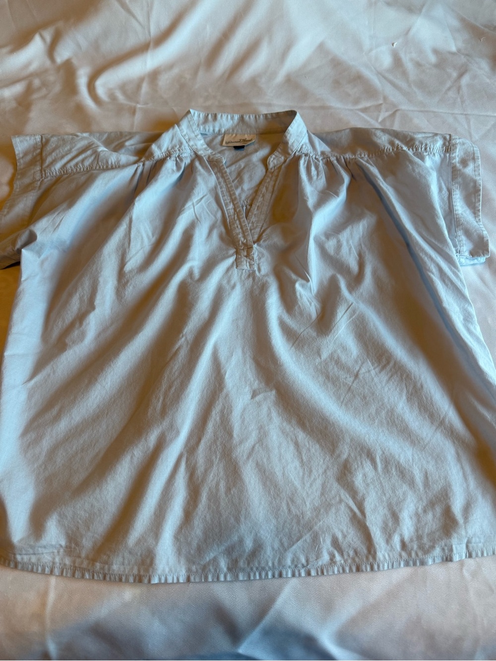 Universal Thread Light Blue Cotton Popover Blouse Women’s Size L Cap Sleeve